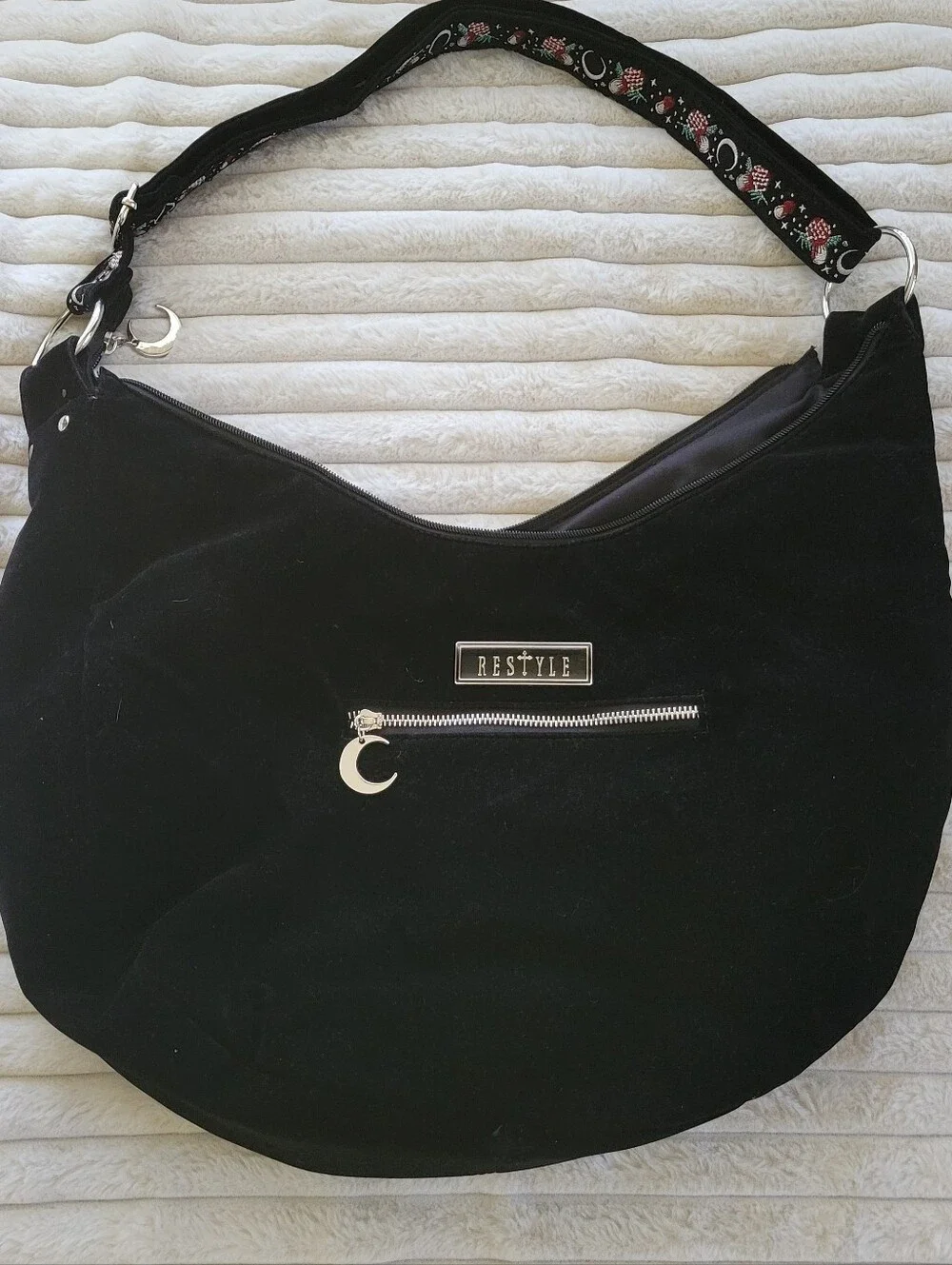ReStyle Autumnal Equinox Luna Moth Velvet Hobo Bag